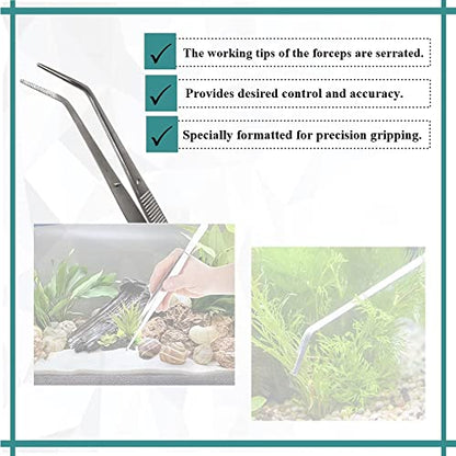 Reptile Feeding Tongs Straight Aquarium Tweezers Anti-Rust Thickened Stainless Steel Forceps, for Terrarium, Fish Tank, Snakes/Lizards/Gecko, Planting By HTI (6" - Angled) - size: 6" - Angled