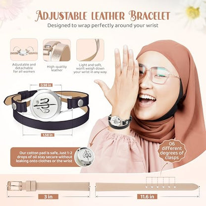 SHAHADA & Allah Bracelet AromatherapyOil Arabic Jewelry for Women–Perfect Ramadan & Islamic Gifts with Allah Pendant - color: ALLAHSilver