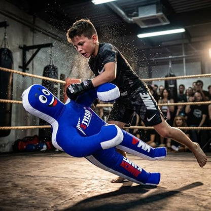 Unfilled Wrestling Dummy for Kids – Youth Grappling Dummy BJJ, MMA, Jiu Jitsu & Judo Training Partner – Durable Martial Arts Practice Buddy - color: Blue, size: 4ft / 48"