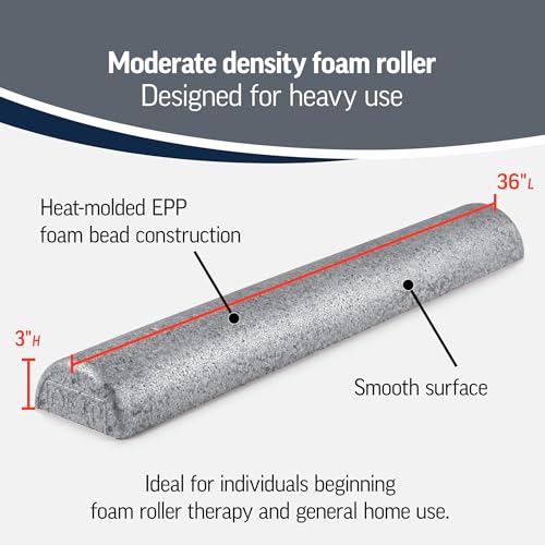 OPTP Silver AXIS Moderately Firm Foam Roller – Half-Round, Silver, 36" x 3" | Moderate density for sports medicine, physical therapy, Pilates, yoga, trigger point myofascial release, Heat-molded EPP foam - size: Silver - 36" x 3" Half-round