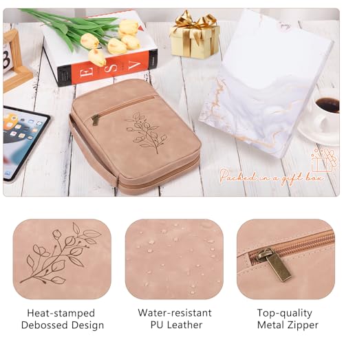 Large PU Leather Bible Cover - Debossed Case with Pocket - Gift Boxed for Men & Women
