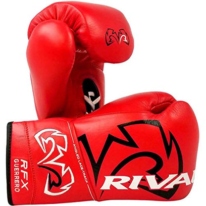 RIVAL Boxing RFX-Guerrero Pro Fight Gloves, HDEF Hard, Lace-up Closure, Stiffer & Firmer Feel, Approved for Competition - color: Red, size: 8 oz.