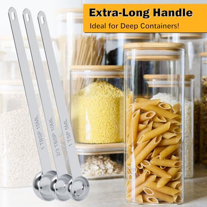 2PCS 1TSP(5ml) Extra Long Handle Measuring Spoon, 18/8 Stainless Steel | Food-Grade SS 304, Accurate, BPA-Free, Dishwasher Safe, Engraved Marking, Kitchen Essential - size: 1tsp|5ml