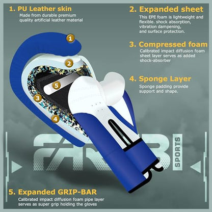 Kids Boxing Gloves for 3-10 Years 4 oz Youth Boxing Gloves Junior Punching Gloves MMA Muay Thai Boys and Girls Training Gloves - color: Blue/White