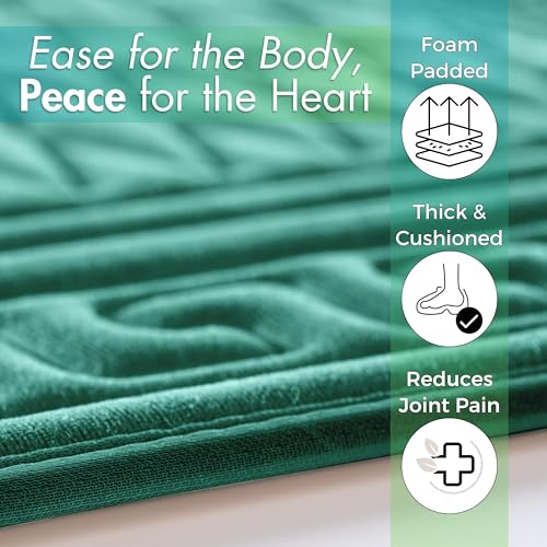 Sacred Artisans Padded Prayer Mat Thick with Soft Velvet Foam for Men and Women | Prayer Rug and Meditation Mat for Home Travel & Gift (Green - Padded) - color: Green - Padded
