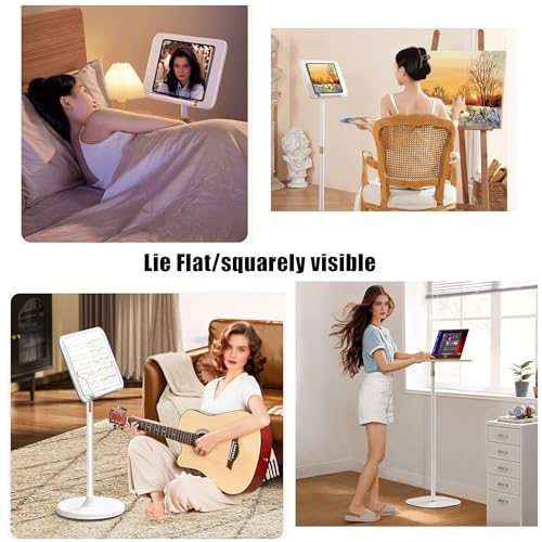 Adjustable Standing Book Stand,Book Reading Stands,Wood Music Sheet，Podium& Bible& Cookbooks Display Stands.Goodbye to Head Down Fatigue Adjustable Viewing Angle (White, 51in) - color: White, size: 51in