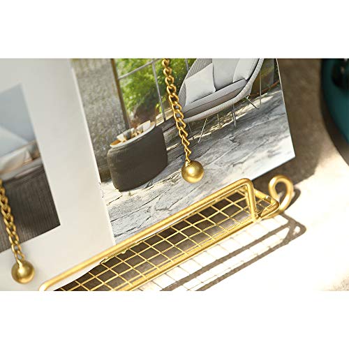 Jemeni Cookbook Stand for Kitchen, A Recipe Easel is Metal Birdcage Shaped | Metal Cookbook Stand with 2 Weighted Chains, Gold