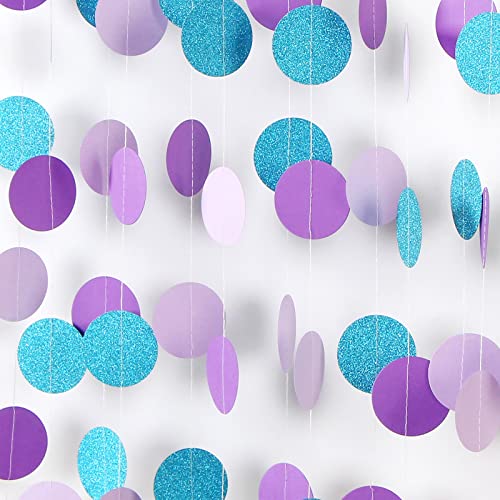 Purple-Blue Mermaid Party-Decorations Paper Garland Streamers - 52Ft Girls Birthday Baby Shower Glitter Hanging Decor Banner,Little Mermaid Theme Under The Sea Backdrop Bunting Panduola - color: Purple Blue Mermaid