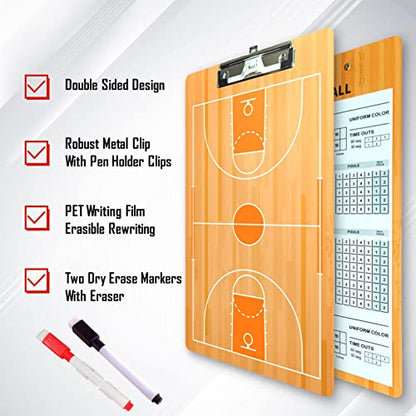 Basketball Clipboard Dry Erase for Coach,Basketball Coaches Clipboard,Clipboard for Coaches,Dry Erase Double-Sided Basketball Clipboard for Coaching - color: Basketball-3