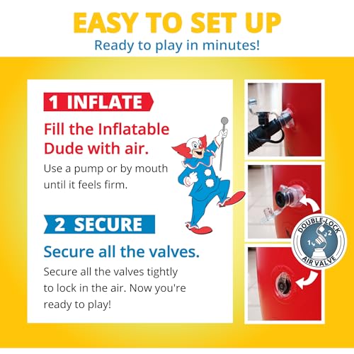 INFLATABLE DUDES Bozo the Clown 47 Inches – The Original Bop Bag Design | Kids Punching Bag | Already Filled with Sand | Punching Bag for Kids | Target | His Nose Squeaks! - (Officially Licensed)