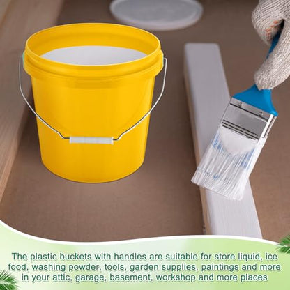 Tioncy 10 Pcs 2 Gallon Plastic Buckets with Lids and Handles,Yellow | Storage Pails for Paint, Cleaning, Organizing, Durable Containers, Metal Handles, Plastic Material - color: Yellow