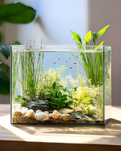 7 Gallon Rimless Cube Fish Tank, Ultra-Clear Glass Aquarium | Leak-Proof Fish Bowl for Aquascaping, Tropical Fish and Beautiful Aquatic Plant Layouts, Easy Setup and Maintenance, Clear - color: Transparent, size: 7 Gallon Cube
