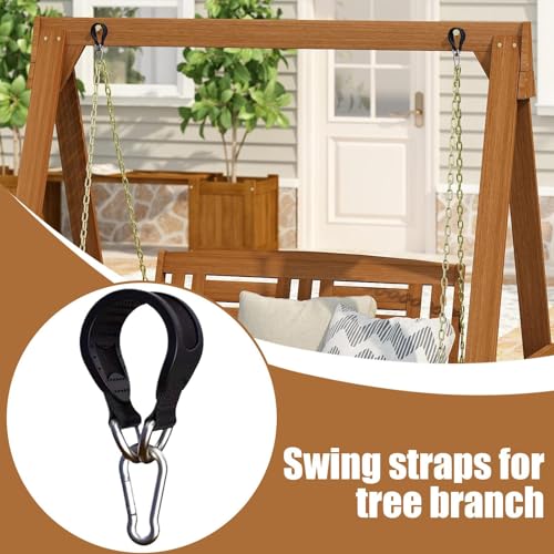 Tree Swing Hanging Strap – Hammock Mounting Belt, Strong Boxing Bag Hook | Noise Free Anti Slide Padding with Secure Build for Outdoor Indoor Fitness Use - color: Black