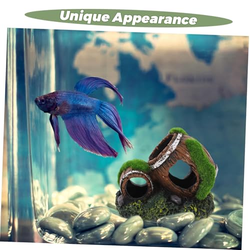 Mikikit Resin Barrel Aquarium Ornament Decorative Fish Hideout for Betta All Fish Tanks Aquarium Decor Enhancing Visual Appeal and Providing Cozy Retreat for