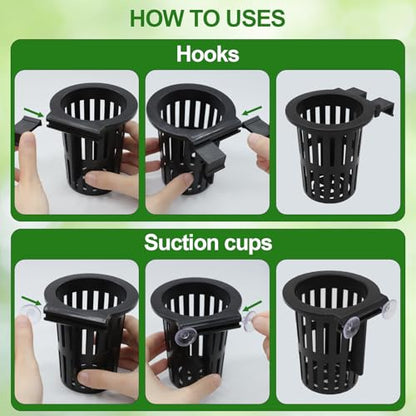 4 PCS Upgraded Aquarium Plant Holder, Fish Tank Plant Holder with 3 Size Extension Hooks and Suction Cups for Fish Tank Aquaponic Cultivation