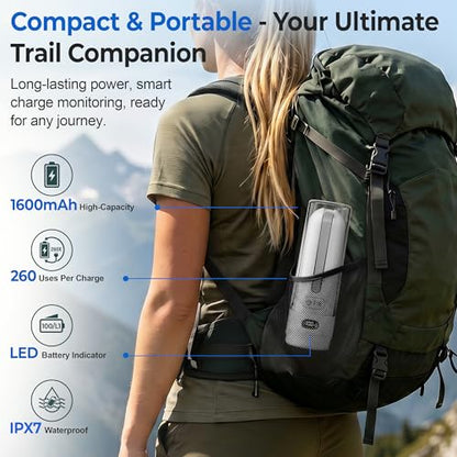 Electric Portable Bidet- Rechargeable Travel Bidet for Women, Postpartum, Hygiene | 3 Pressure Modes, 260 Uses/Charge, IPX7 Waterproof, Foldable & Compact, Standard Bottle Fit, USB-C Charging, White - color: White