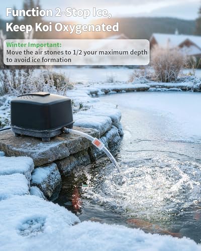 Pond Aerator, 640GPH High-Volume Pond Air Pump for 1000-3000 Gallon Ponds, Ultra-Quiet Septic Aerator IP65 Waterproof for Koi Pond, Water Garden, Fish Tank & Winter Ice Prevention P840