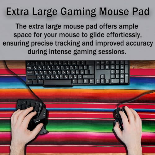 Desktop Mat Colorful, Desk Mouse Pad Gaming Desk Mats, Office Items Non-Slip Rubber Base Waterproof with Stitched Edges, 35.4 X 15.7 inch for Work/Game/Office/Home Mexican Stripes Style - color: Mexican Stripes Style