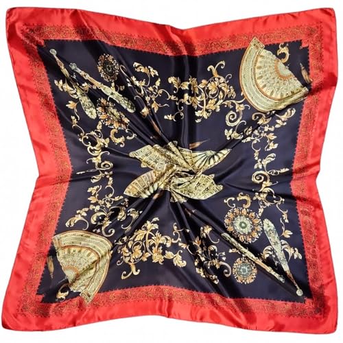 Large 35 inches Satin Square Scarf Lightweight Neck Hair Wrap Fashion Headscarf - color: A19