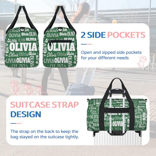 Custom Dance Bag with Name, Personalized Large Sports Duffle Bag Gym Cheer Bag for Travel, Solid Dark Green - color: Forest Green