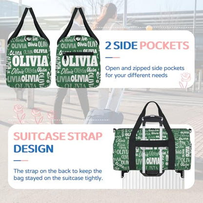 Custom Dance Bag with Name, Personalized Large Sports Duffle Bag Gym Cheer Bag for Travel, Solid Dark Green - color: Forest Green