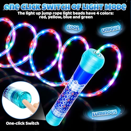 Led Jump Rope for Girls Kids -Glowing Jump Ropes Flashing Colorful Exercise Skipping rope Light Up Luminous Adjustable Skipping Ropes for Girls Boys Women Fitness Weight Loss - style: Blue