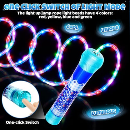 Led Jump Rope for Girls Kids -Glowing Jump Ropes Flashing Colorful Exercise Skipping rope Light Up Luminous Adjustable Skipping Ropes for Girls Boys Women Fitness Weight Loss - style: Blue