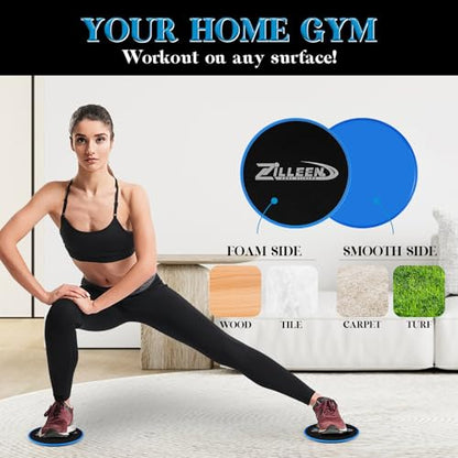 ZILLEEN Exercise Sliders for Working Out Pilates Fitness Discs 10pcs | Strength Slides for Yoga Pilates Aerobics Lunges Squats, Women & Men - color: Black