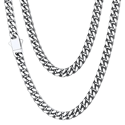 ChainsHouse Cuban Link Chain for Men, Stainless Steel Waterproof Necklace - color: a. 5mm width-steel, size: 22 inches