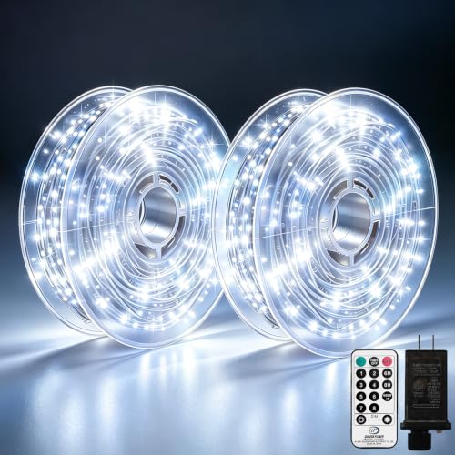 2 Pack 450 LED Fairy Lights Plug in 2 x 88FT Total 176FT Silver Wire Twinkle String Light with Remote Timer Dimmable Waterproof Copper Wire Lights for Bedroom Patio Garden Tree Wedding Christmas Decor - color: Cool White, size: Silver Wire 450LED Total 17