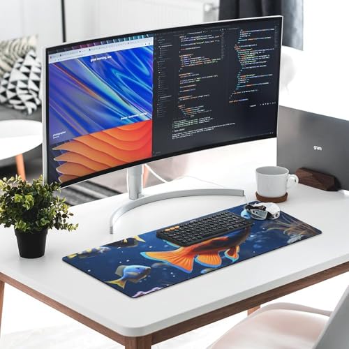 Large Size Gaming Mouse Pad Fishs Desk Mat Non-Slip Base Waterproof Desktop Writing Pad for Office Home - color: Fishs, size: 30x80cm