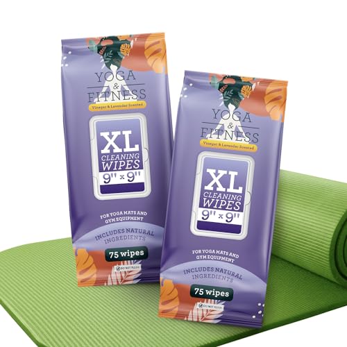 IMPRESA Yoga Mat Cleaner Wipes - Heavy Duty Cleaning for Exercise Equipment - Wipes for Yoga Mats - Lavender Essential Oil Freshening - 150 Count, 9 x 9 in, Lavender