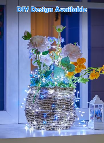 Twinkle 조명 배터리 작동, 타이머로 작동, 4팩 총 480LED 12.2m(40피트) 배터리 작동 크리스마스 조명, 방수 별이 빛나는 반딧불 조명, DIY 화환 실내 실외 크리스마스 장식용 - color: 블루 & 쿨 화이트 - 4개, size: 4팩