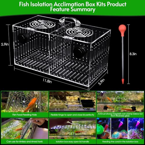 Magnet Acclimation Box for Saltwater Fish Quarantine Aquarium Isolation Box for Aquarium Fish Anemone Reef Coral - size: 11.8Inch*5.9 Inch*5.9 Inch