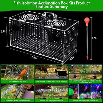Magnet Acclimation Box for Saltwater Fish Quarantine Aquarium Isolation Box for Aquarium Fish Anemone Reef Coral - size: 11.8Inch*5.9 Inch*5.9 Inch