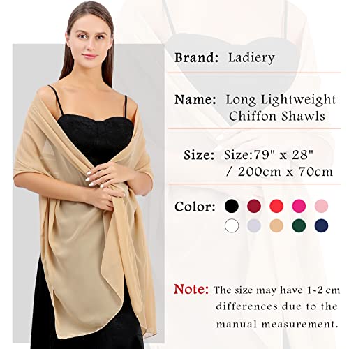 Ladiery Chiffon Shawl Wraps for Women Evening Dresses, Elegant Soft Sheer Shawls for formal dressy Bride Wedding - color: Champagne(1)