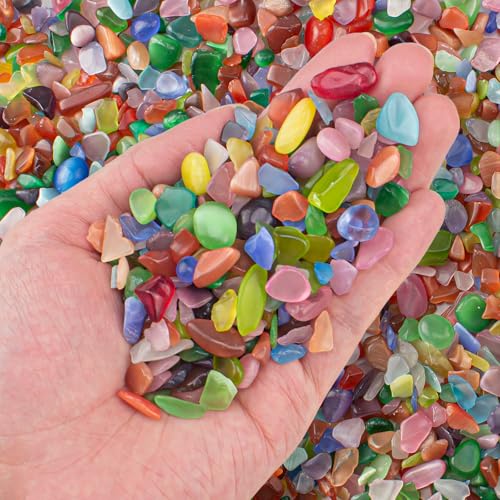 0.5 Lb/230g Multicolor Cat Eye Stones Pebbles Polished Aquarium Rocks Gravel, 7-9mm Natural Gemstones Tumbled Chips Bulk for Aquarium, Vase Fillers, Succulent Plants Decor - color: Cat Eye, size: 0.5 LB