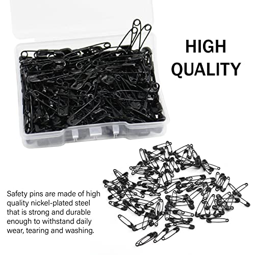 Safety pins 150pcs 0.75inch Safety pins for Clothes for Clothing Sewing Handicrafts Quilting Jewelry Making，Black Hijab pins (Black)