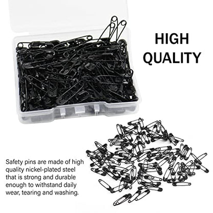 Safety pins 150pcs 0.75inch Safety pins for Clothes for Clothing Sewing Handicrafts Quilting Jewelry Making，Black Hijab pins (Black)