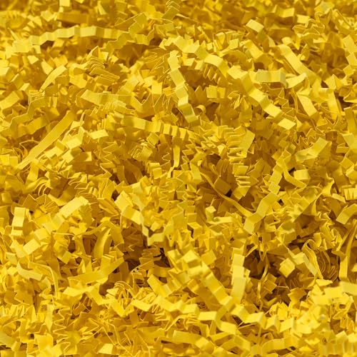 Wowxyz 1 LB Crinkle Cut Paper Shred Yellow Crinkle Shredded Paper for Gift Baskets - Gift Box Bag Filler - Confetti Stuffing for Birthday, Holiday Present Packaging Wrapping - color: Yellow