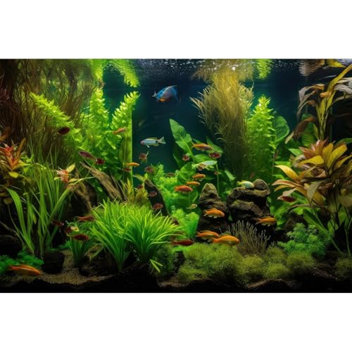 Aquarium Background Tropical Freshwater Colorful Fish Plants Fish Tank Background Tranquil Under The Sea Aquatic Plants Cork Redwood Root Lush Green Moss Reptile Tank Terrarium Background 24x12in - color: Cork Green, size: 24(W)x12(H)inches/ 60(W)*30cm(H)
