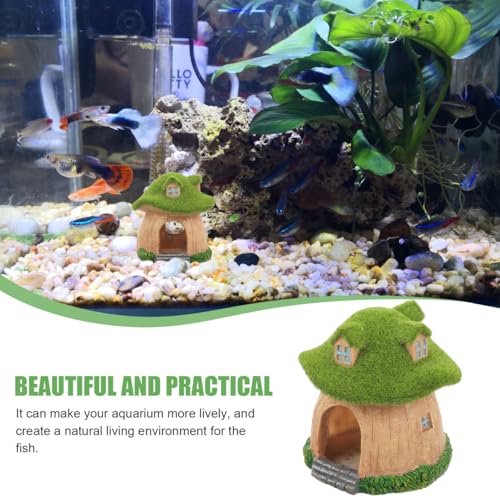 POPETPOP Mushroom Fish Tank Decor Aquarium Fish Hideout Resin Mushroom House Shelter Landscape Ornament for Betta Tanks Aquarium Decorations 3.93 in