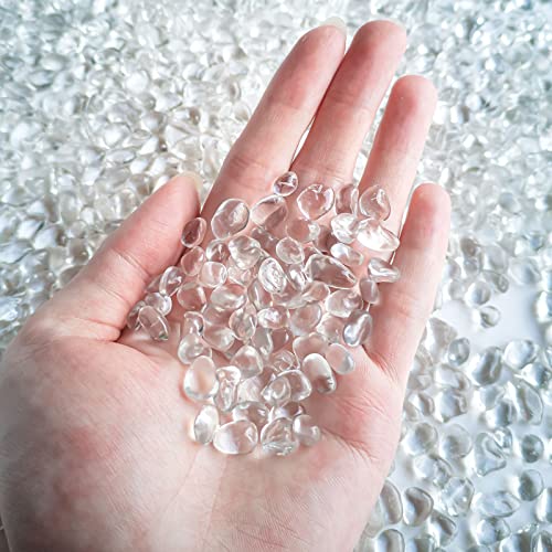 Keedolla Aquarium Clear Glass Stones Pebbles for Fish Tank, 0.93LB Fish Tank Marbles Beads Gems Gravel Rocks for Aquarium, Vase Fillers, Succulent Plants Decor - color: Clear, size: 0.93 Pound