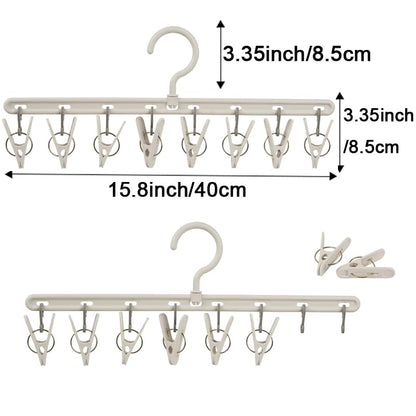 Foshine Clothes Hanger 2 Pack with 8 Clips,Clothes Drying Racks for Drying | Windproof For Drying Socks Bras Underwears Baby Clothes, Hats Scarfs Towels Pants and Gloves Diaper - color: Gray