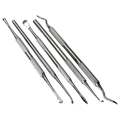 HTS 152D5 5 Pc Stainless Steel Scraper Wax & Clay Sculpting Tool Set - size: 152D5 5 Pc Scraper Set