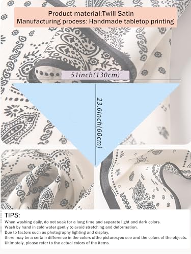 Triangle Shawls Scarf Head Hair Neck For Women Scarves Fashion Silk Feeling Lady Lightweight 51 * 23.6inch - color: K15-white Background With Black Pattern（51*23.6inch）