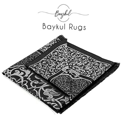 BAYKUL Muslim Prayer Rug, Islamic Turkish Prayer Rugs, Great Ramadan Gifts, Prayer Mat for Women and Men,Islam Carpet,Portable Muslims Mats,Praying Rugs Islam with Beads-Gift Prayer Beads 99 (Grey) - color: Grey