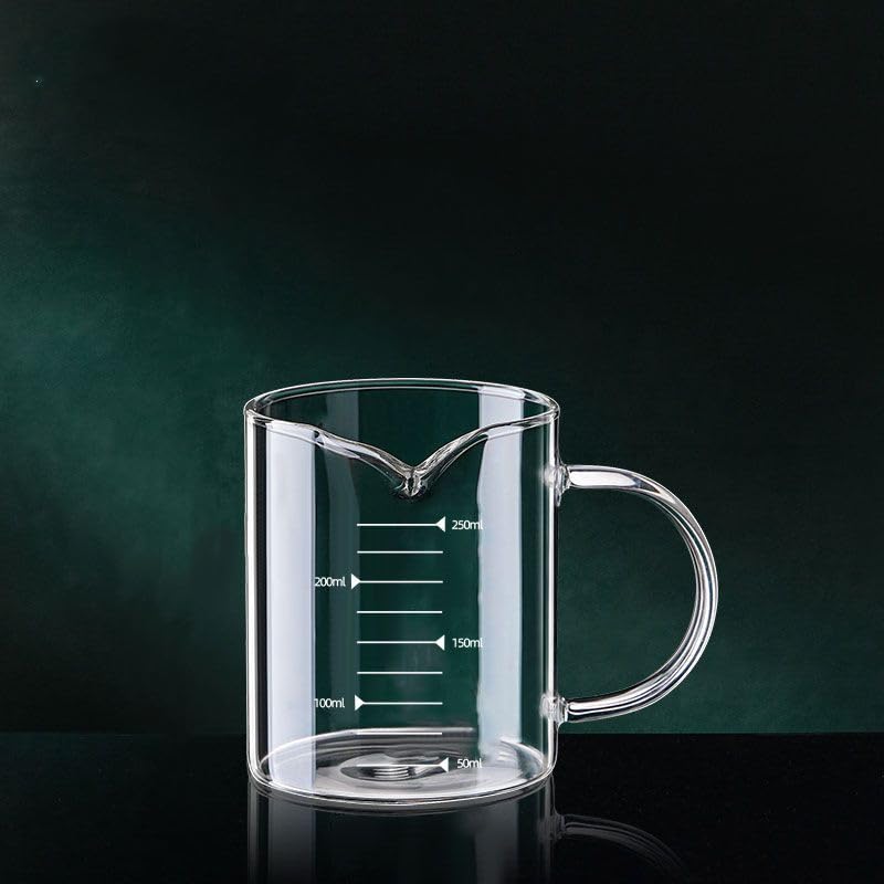 Glass Measuring Cup with V-Shaped Spout, High Borosilicate Glass, Capacity, Easy-Read Scale 250ml - color: Clear
