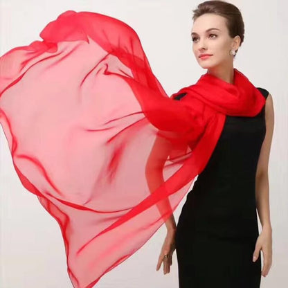 Utaly Lightweight Chiffon Scarf for Women Long Chiffon Sheer Scarf Ladies Fashion Sun-proof Shawls Wrap - color: Red