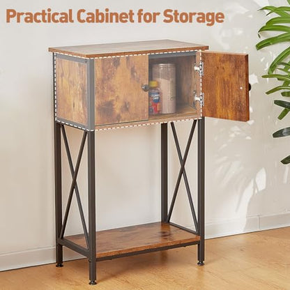 LAQUAL 10 Gallon Fish Tank Stand with Cabinet, Double Aquarium Stand for 10 & 5 Gallon Fish Tank, Heavy Metal Stand with Stable Structure, Adjustable Table Feet & Anti-tilt Device - Rustic Brown - color: Rustic Brown 5-10Gallon, size: 5-10Gallon